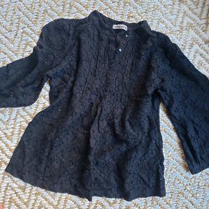 Forever 21 Black Lace Top Shirt Size SMALL